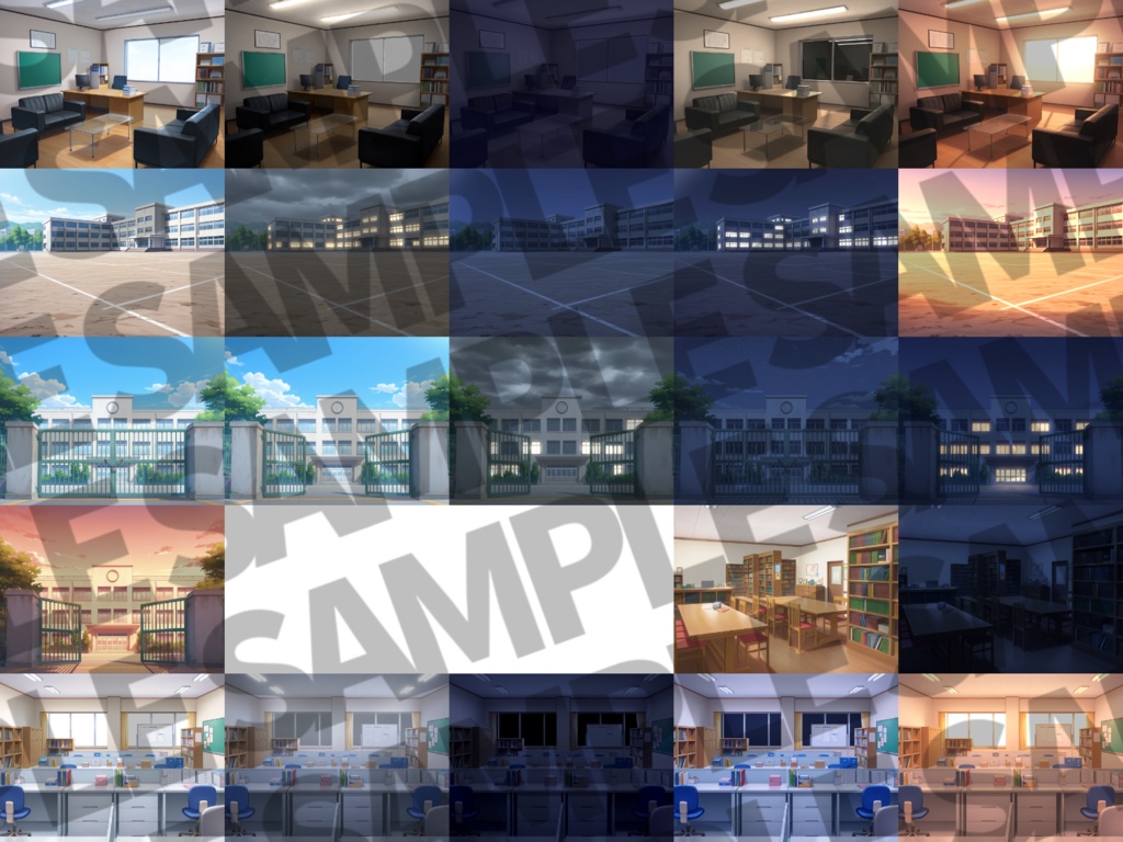 【プレミアム背景】学校背景パック106/25枚【TRPG背景素材/CoC/ゲーム素材背景イラスト】【昼夕夜+曇差分】