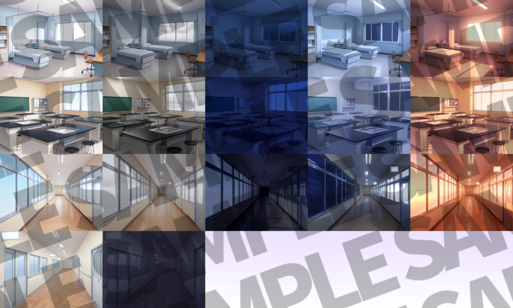 【プレミアム背景】学校背景パック106/25枚【TRPG背景素材/CoC/ゲーム素材背景イラスト】【昼夕夜+曇差分】