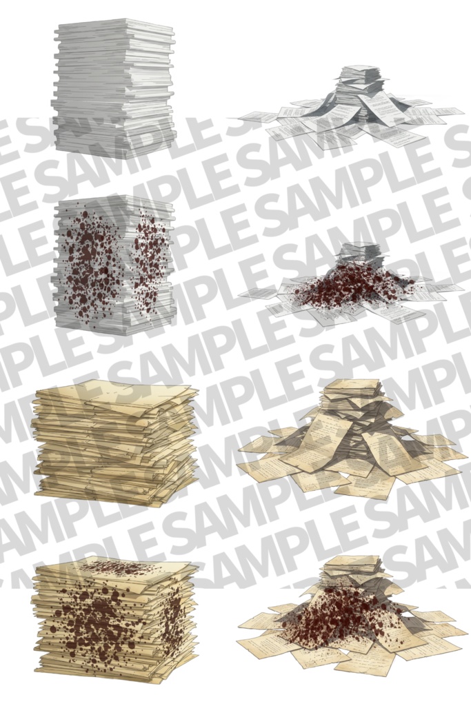 【12/1まで期間限定割引!】紙・封筒イラスト【血・角度差分/透過イラスト素材】【TRPG/CoC/ゲーム素材】