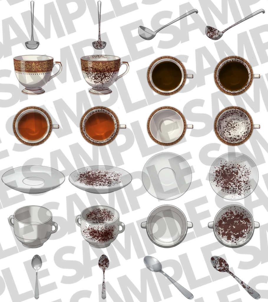 【透過イラスト】キッチン小物イラスト【血・角度差分/透過イラスト素材】【TRPG/CoC/ゲーム素材】