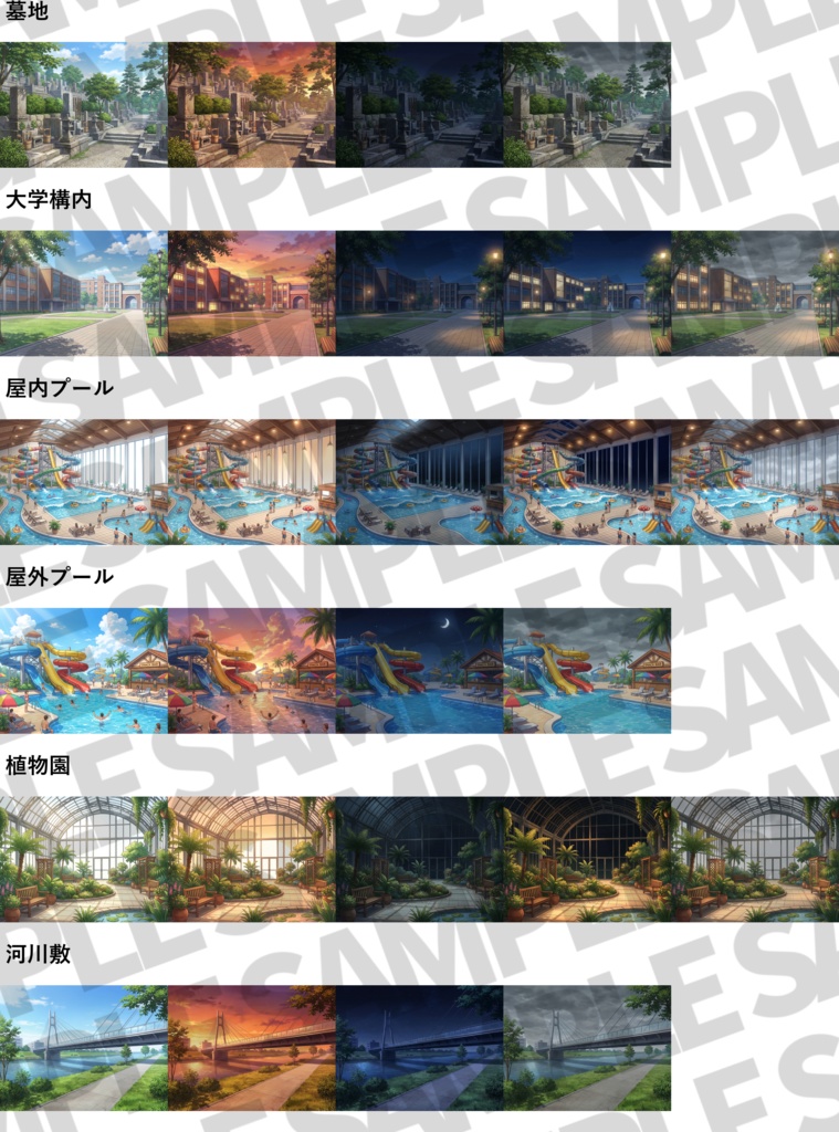 【6/15まで期間限定割引!】現代の街中施設背景パック76/20枚【昼夕夜曇差分】【TRPG背景素材/CoC/ゲーム素材背景イラスト】
