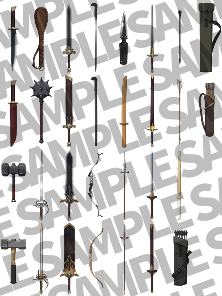 【透過イラスト】武器イラスト【納刀差分/透過イラスト素材】【TRPG/CoC/ゲーム素材】