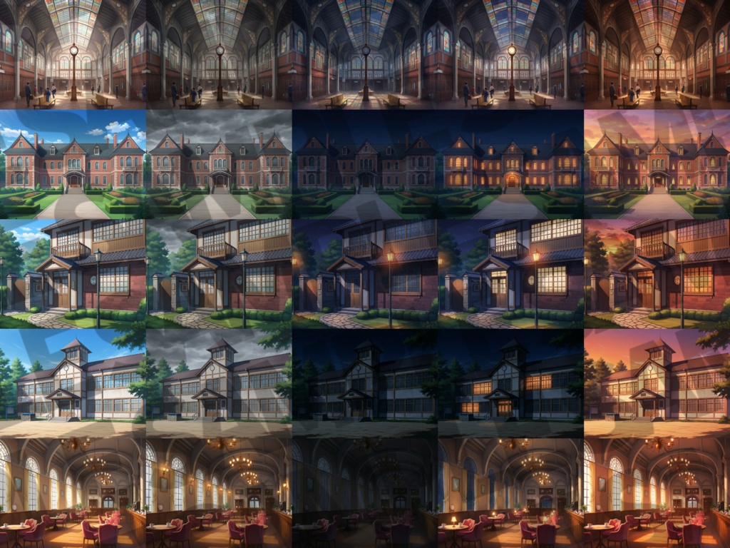 【プレミアム背景】大正の街背景パック77/16枚【TRPG背景素材/CoC/ゲーム素材背景イラスト】【昼夕夜+曇差分】