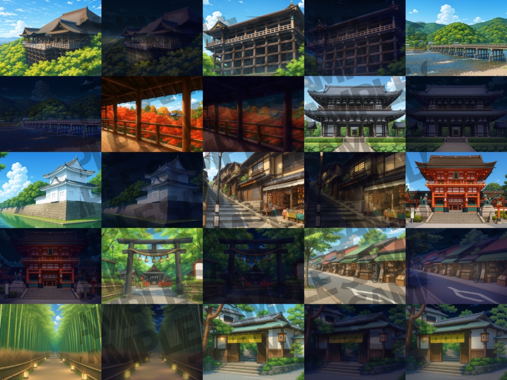 【プレミアム背景】京都&和風施設背景パック75枚【TRPG背景素材/CoC/ゲーム素材背景イラスト】【昼夜差分】