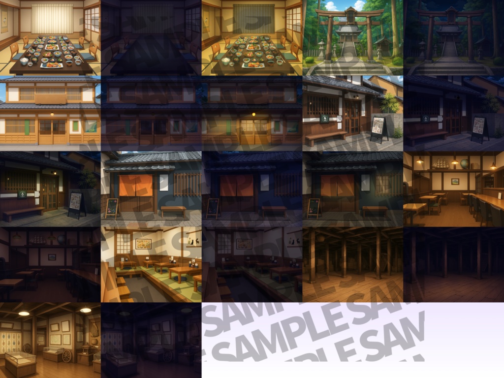 【プレミアム背景】京都&和風施設背景パック75枚【TRPG背景素材/CoC/ゲーム素材背景イラスト】【昼夜差分】