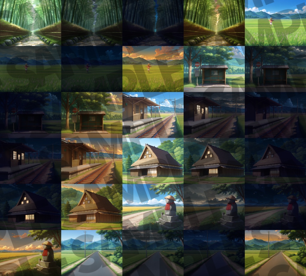 【12/1まで期間限定割引】日本の田舎背景パック73/17枚【TRPG背景素材/CoC/ゲーム素材背景イラスト】【昼夜夕曇り差分】