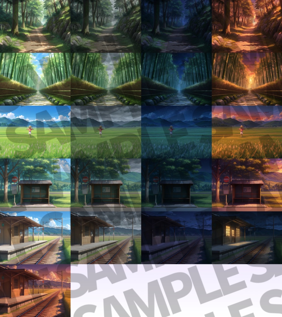 【12/1まで期間限定割引】日本の田舎背景パック91/21枚【TRPG背景素材/CoC/ゲーム素材背景イラスト】【昼夜夕曇り差分】