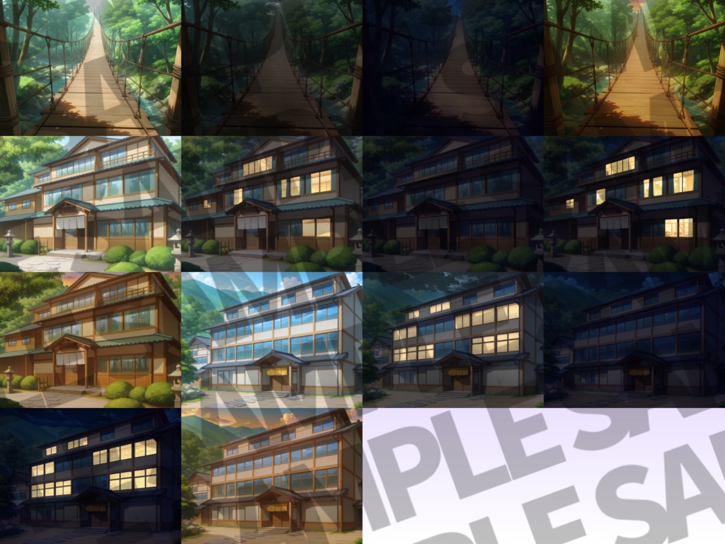 【12/1まで期間限定割引】日本の田舎背景パック73/17枚【TRPG背景素材/CoC/ゲーム素材背景イラスト】【昼夜夕曇り差分】