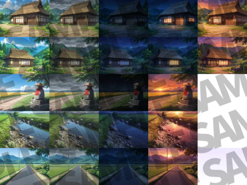 【12/1まで期間限定割引】日本の田舎背景パック91/21枚【TRPG背景素材/CoC/ゲーム素材背景イラスト】【昼夜夕曇り差分】