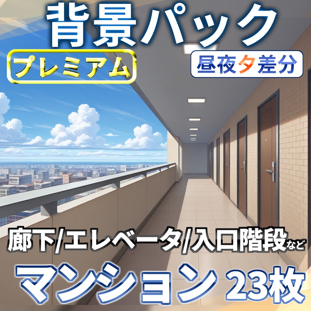 【サマーセール！】マンション背景パック23枚【TRPG背景素材/CoC/ゲーム素材背景イラスト】【昼夜夕差分】