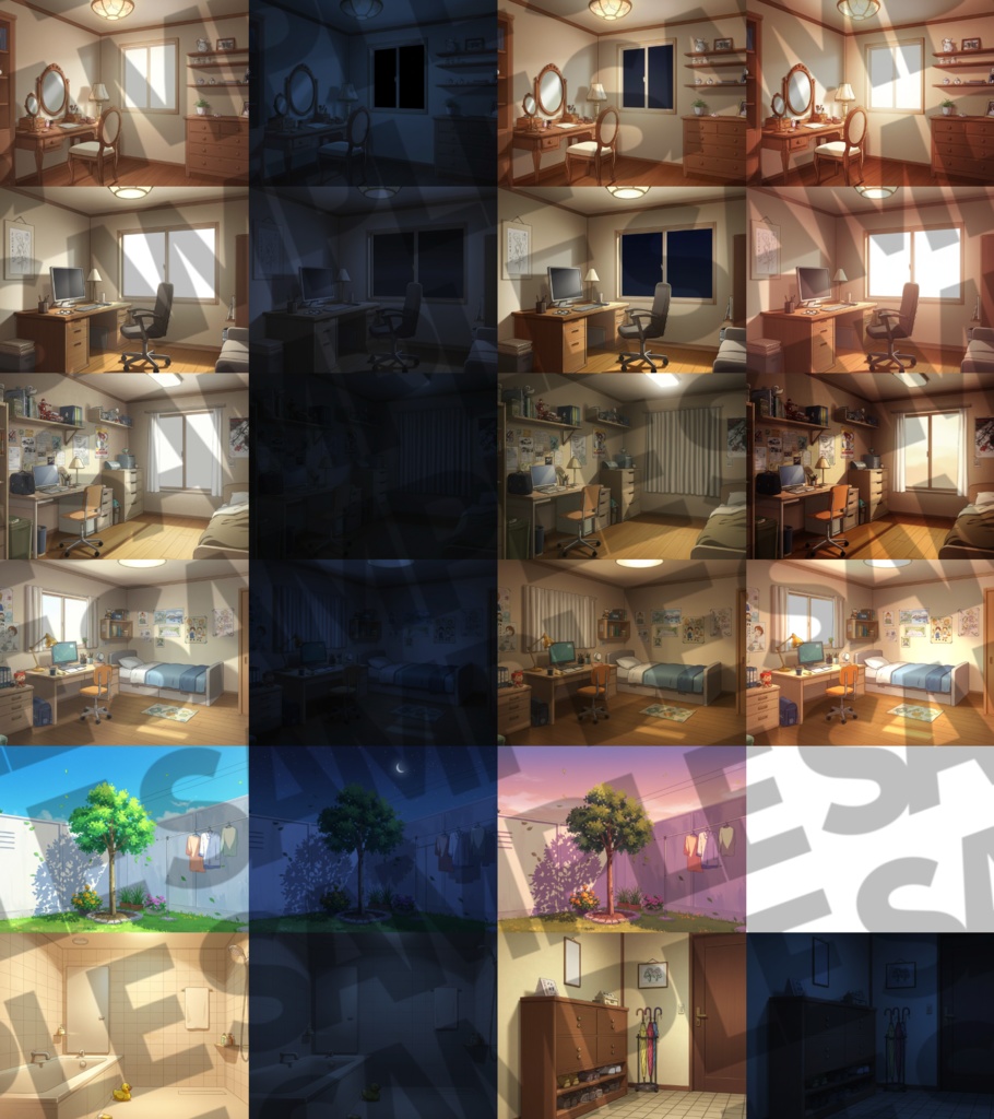 【プレミアム背景】一戸建て室内背景パック71枚+おまけ素材【TRPG背景素材/CoC/ゲーム素材背景イラスト/プレミアム素材】【昼夜夕差分】