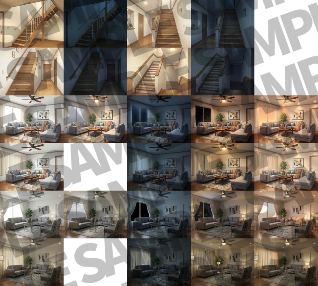 【ブラックフライデーセール!】家の中(1戸建て)背景パック177/130/31枚+おまけ素材【TRPG背景素材/CoC/ゲーム素材背景イラスト/プレミアム素材】【昼夜夕+曇+カーテン差分】