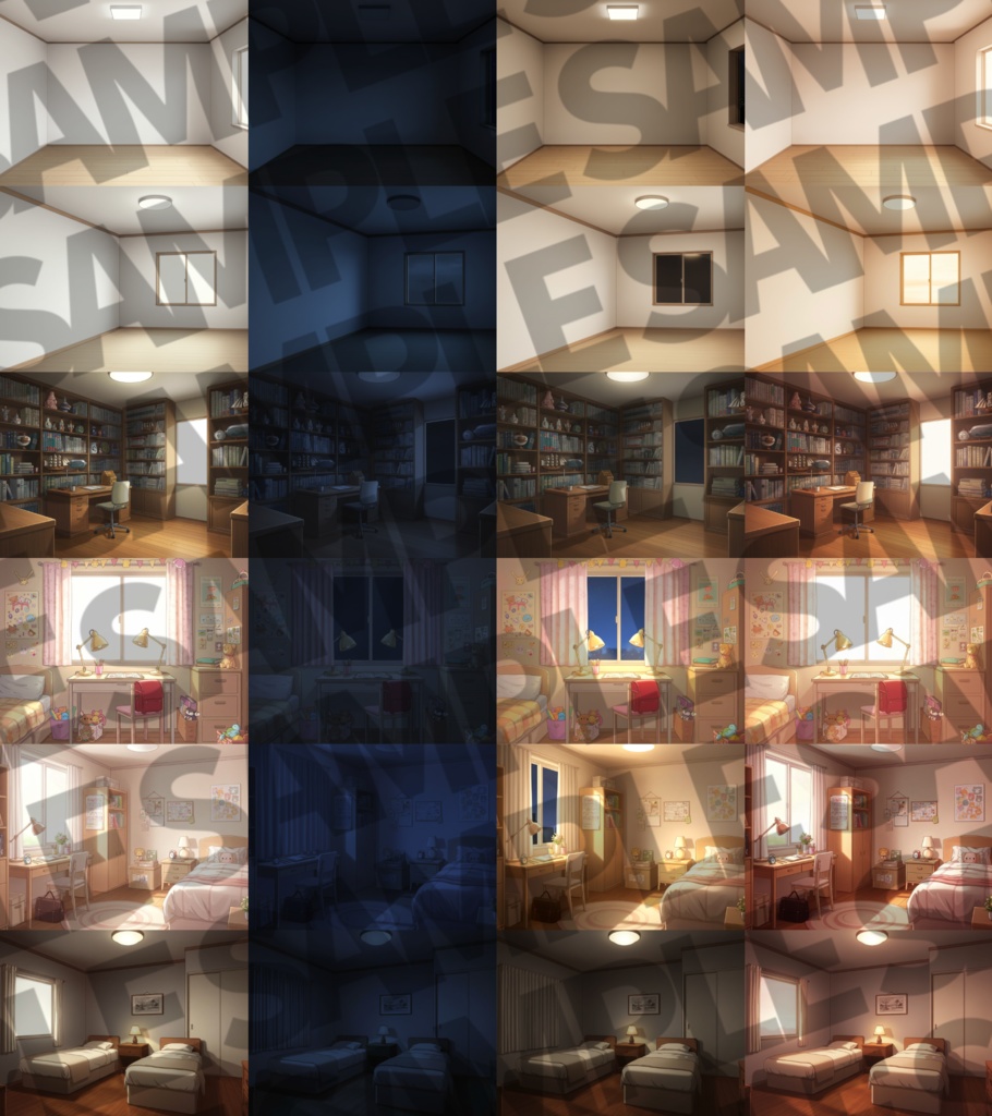 【プレミアム背景】一戸建て室内背景パック71枚+おまけ素材【TRPG背景素材/CoC/ゲーム素材背景イラスト/プレミアム素材】【昼夜夕差分】