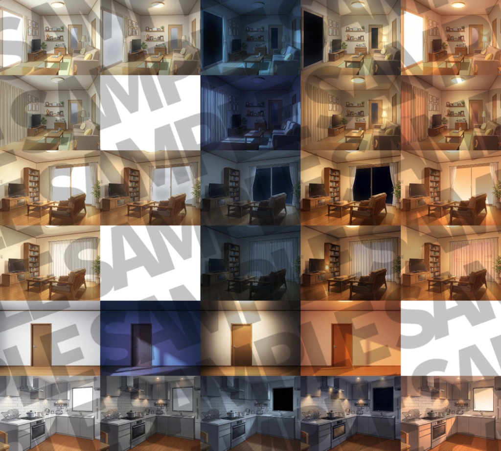 【ブラックフライデーセール!】家の中(1戸建て)背景パック177/130/31枚+おまけ素材【TRPG背景素材/CoC/ゲーム素材背景イラスト/プレミアム素材】【昼夜夕+曇+カーテン差分】