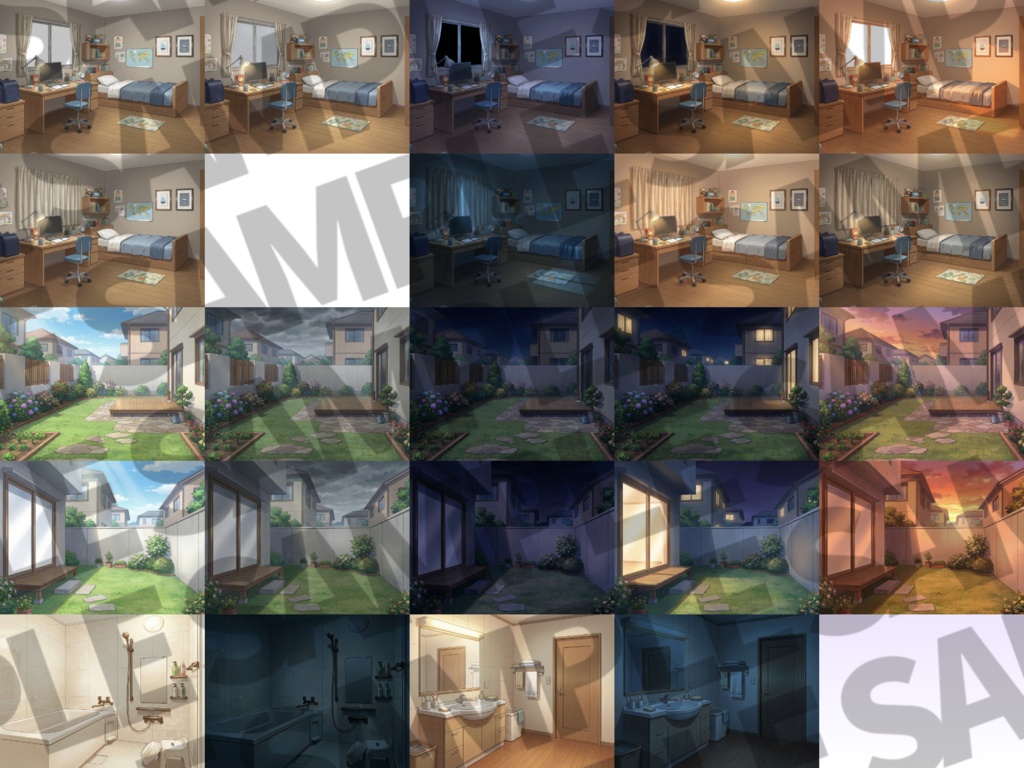 【ブラックフライデーセール!】家の中(1戸建て)背景パック177/130/31枚+おまけ素材【TRPG背景素材/CoC/ゲーム素材背景イラスト/プレミアム素材】【昼夜夕+曇+カーテン差分】