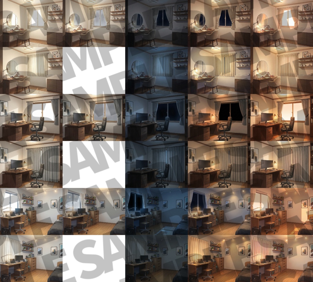 【ブラックフライデーセール!】家の中(1戸建て)背景パック177/130/31枚+おまけ素材【TRPG背景素材/CoC/ゲーム素材背景イラスト/プレミアム素材】【昼夜夕+曇+カーテン差分】