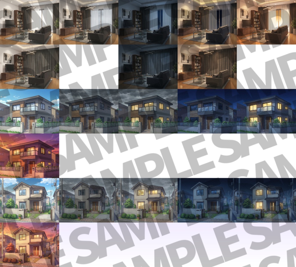 【ブラックフライデーセール!】家の中(1戸建て)背景パック177/130/31枚+おまけ素材【TRPG背景素材/CoC/ゲーム素材背景イラスト/プレミアム素材】【昼夜夕+曇+カーテン差分】