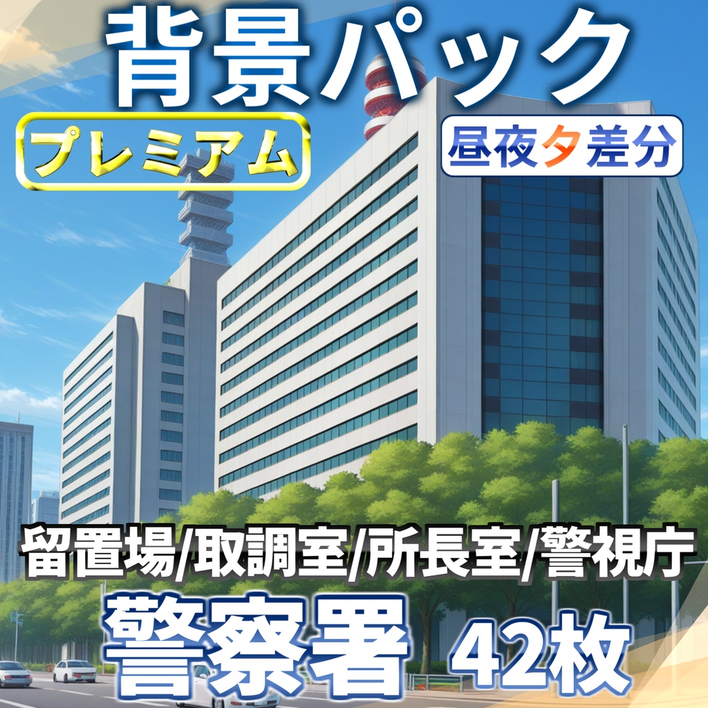 【オータムセール!】警察署背景パック42枚【TRPG背景素材/CoC/ゲーム素材背景イラスト/プレミアム背景】【昼夜夕差分】
