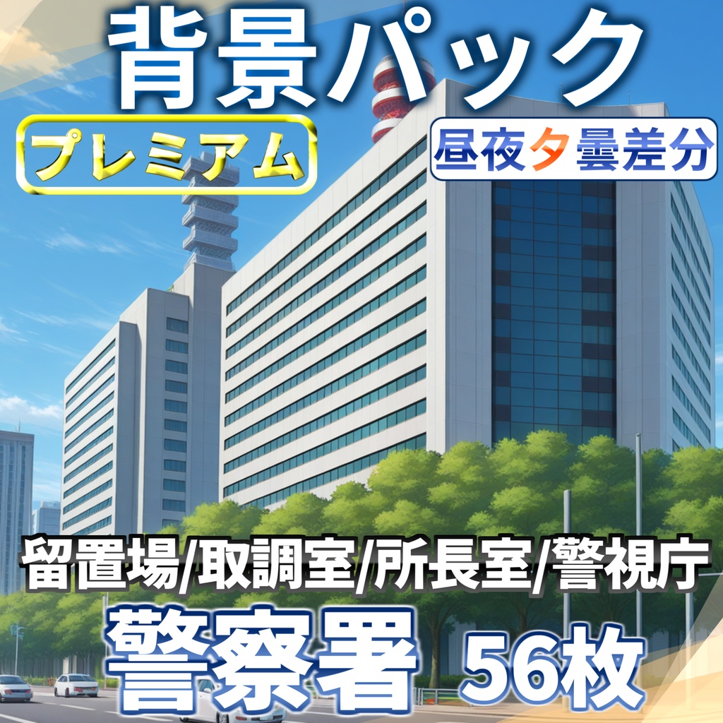 【プレミアム背景】警察署背景パック56/18枚【昼夜夕差分】【TRPG背景素材/CoC/ゲーム素材背景イラスト/プレミアム背景】