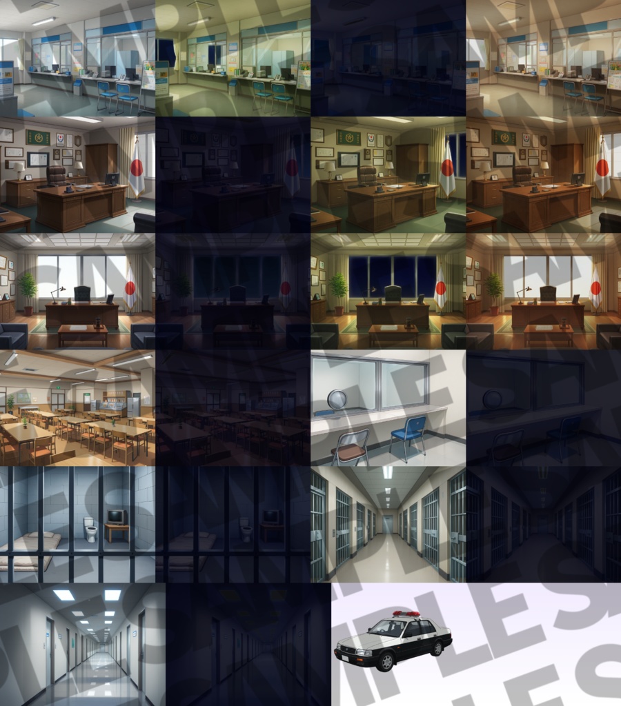 【12/1まで期間限定割引!】警察署背景パック42枚【TRPG背景素材/CoC/ゲーム素材背景イラスト/プレミアム背景】【昼夜夕差分】