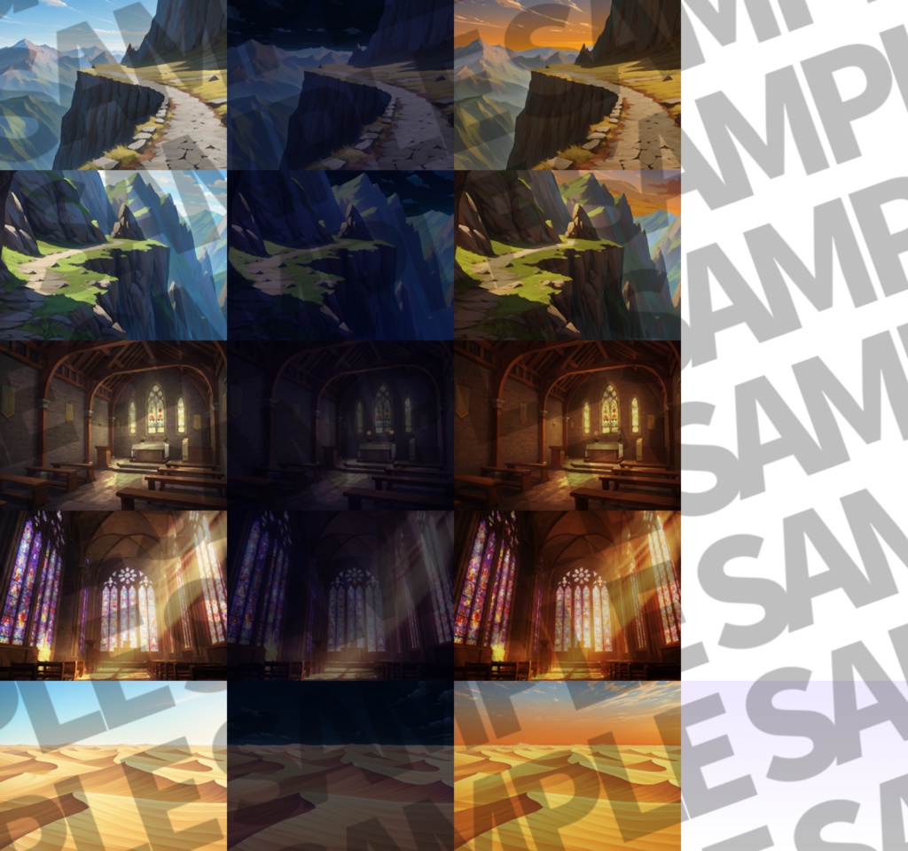 【背景イラスト】油絵風・中世西洋ファンタジー背景パック51/20枚【TRPG背景素材/CoC/ゲーム素材背景イラスト/油絵】【昼夜夕差分】