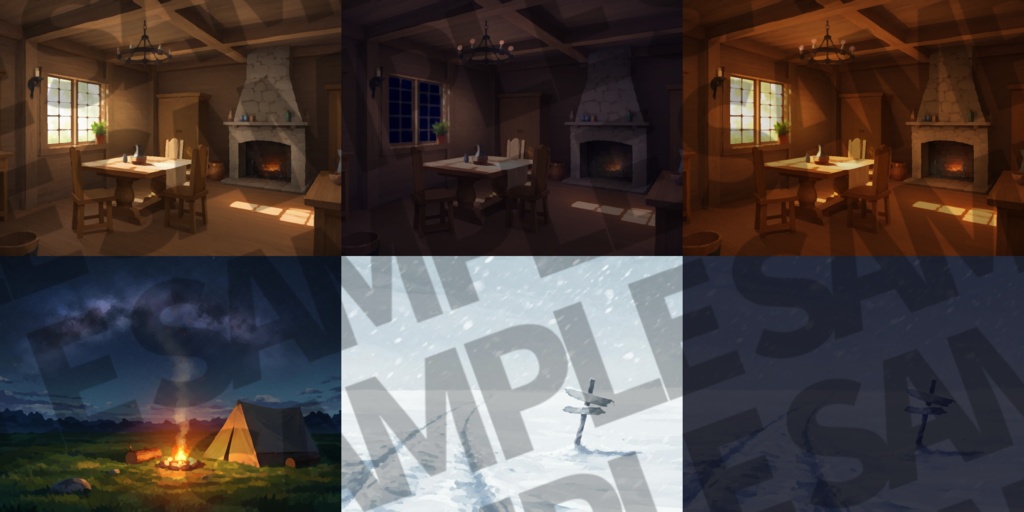 【背景イラスト】油絵風・中世西洋ファンタジー背景パック51/20枚【TRPG背景素材/CoC/ゲーム素材背景イラスト/油絵】【昼夜夕差分】