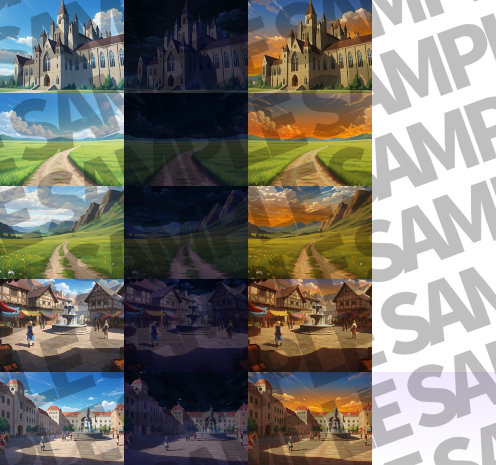 【背景イラスト】油絵風・中世西洋ファンタジー背景パック51/20枚【TRPG背景素材/CoC/ゲーム素材背景イラスト/油絵】【昼夜夕差分】