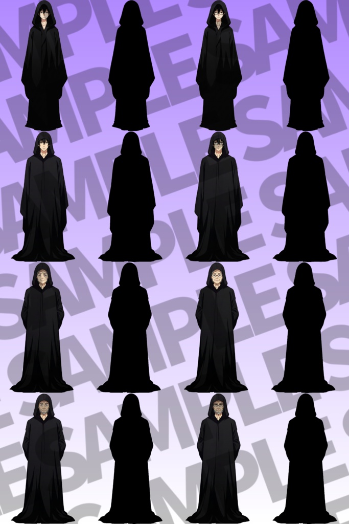 【立ち絵イラスト】フードを被った人物パック56枚【CoC/TRPG/立ち絵素材】