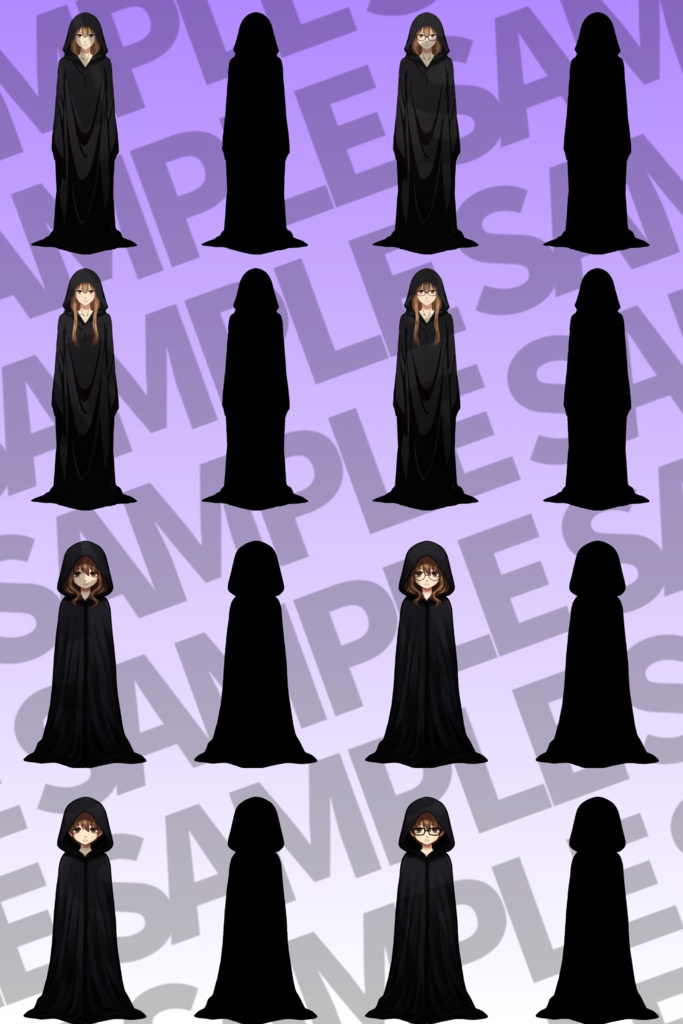 【立ち絵イラスト】フードを被った人物パック56枚【CoC/TRPG/立ち絵素材】