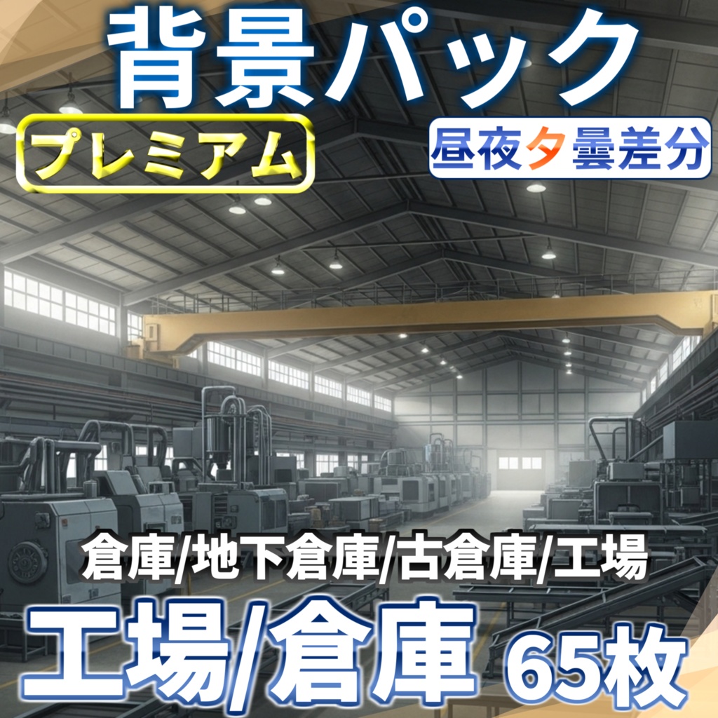 【無料有! オータムセール!】倉庫・工場背景パック65/15枚【TRPG背景素材/CoC/ゲーム素材/プレミアム背景イラスト】【昼夕夜曇+雨差分】