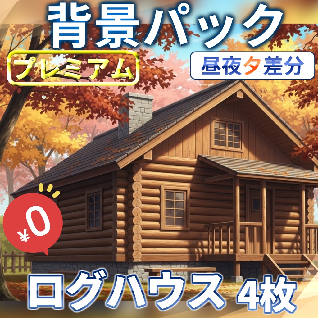 【1週間期間限定配布!】ログハウス背景イラスト【TRPG背景素材/CoC/ゲーム素材背景イラスト/プレミアム背景】【昼夜夕差分】