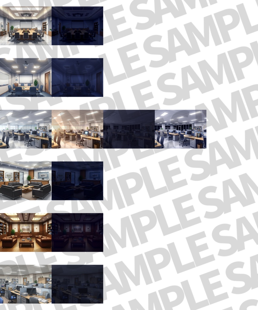 【1/28まで期間限定割引!】オフィス81/24枚【TRPG背景素材/CoC/ゲーム素材背景イラスト/プレミアム背景】【昼夜夕差分】