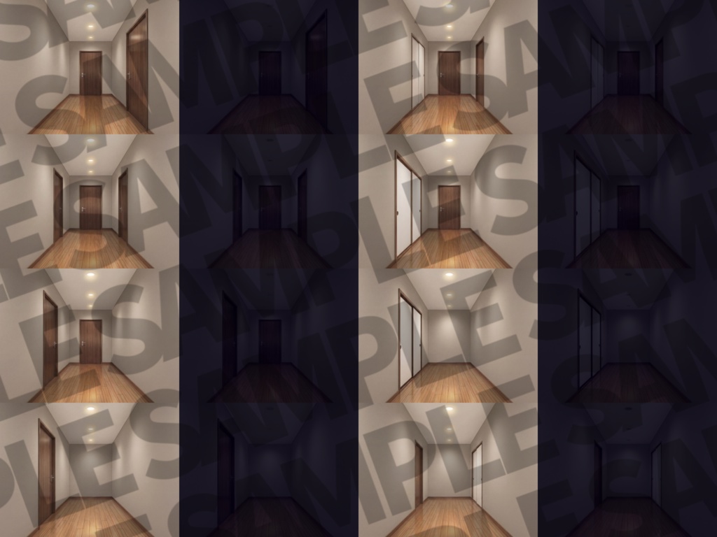 【ブラックフライデーセール!】家の中の廊下と扉(洋/和)32/32枚【TRPG背景素材/CoC/ゲーム素材背景イラスト/プレミアム背景】【昼夜差分】