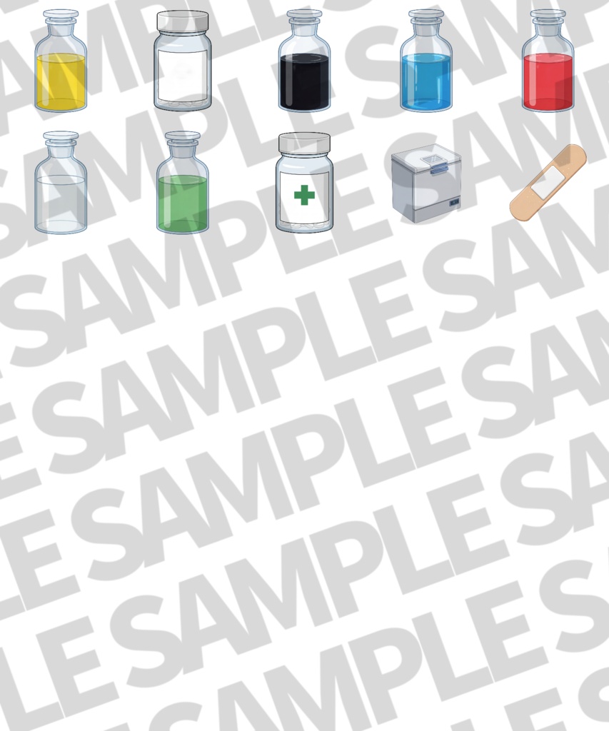 【2/1まで期間限定割引!】医療・実験小物イラスト【色差分/透過イラスト素材】【TRPG/CoC/ゲーム素材】