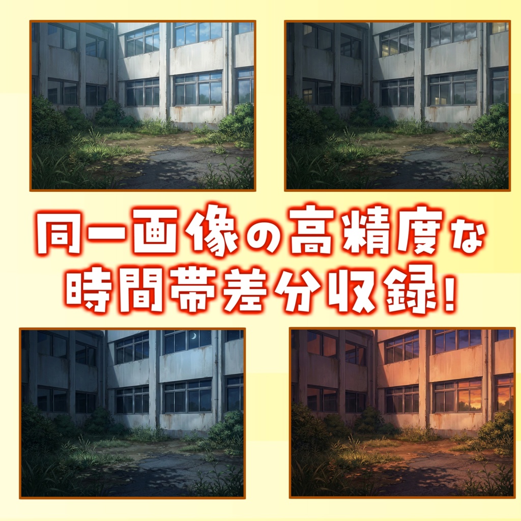 【1週間期間限定配布!】学校の校舎裏背景イラスト【TRPG背景素材/CoC/ゲーム素材背景イラスト/プレミアム背景】【昼夜夕曇差分】