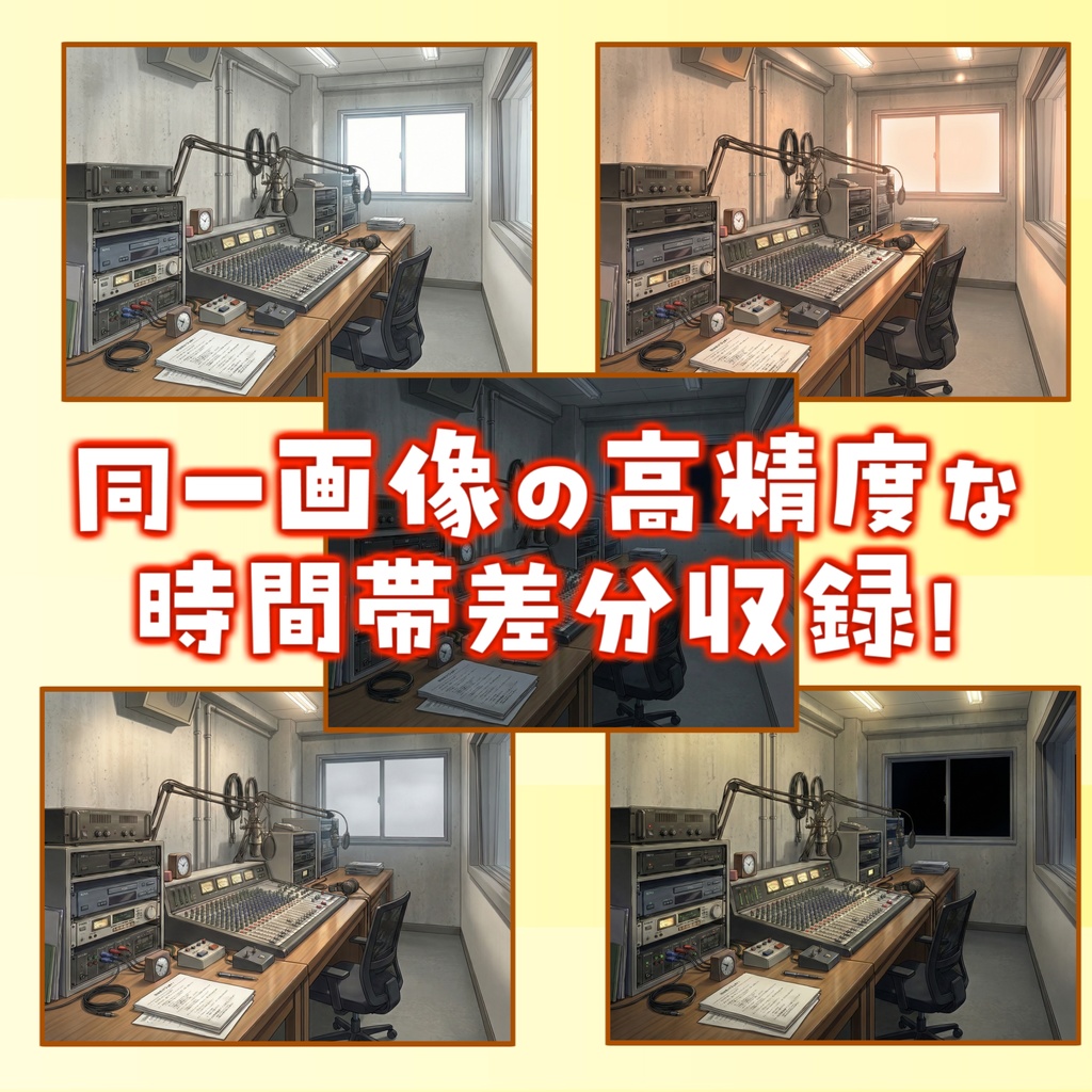【1週間期間限定配布!】学校の放送室背景イラスト【TRPG背景素材/CoC/ゲーム素材背景イラスト/プレミアム背景】【昼夜夕曇差分】