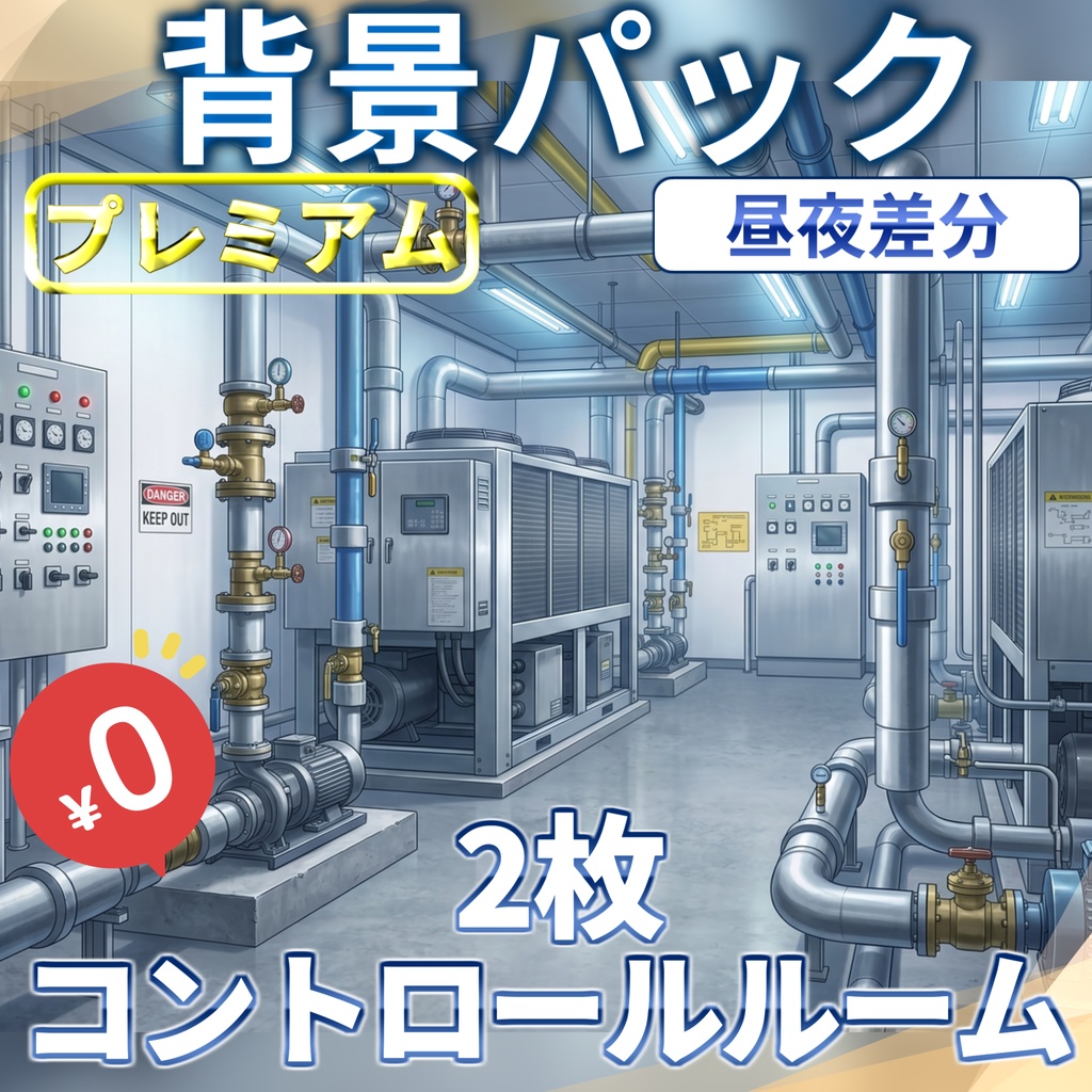 【スプリングセール記念配布！】研究所のコントロールルーム背景イラスト【TRPG背景素材/CoC/ゲーム素材背景イラスト/プレミアム背景】【昼夜差分】