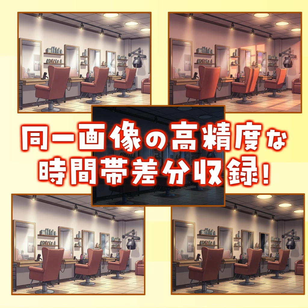 【1週間期間限定配布!】美容室背景イラスト【TRPG背景素材/CoC/ゲーム素材背景イラスト/プレミアム背景】【昼夜夕曇差分】