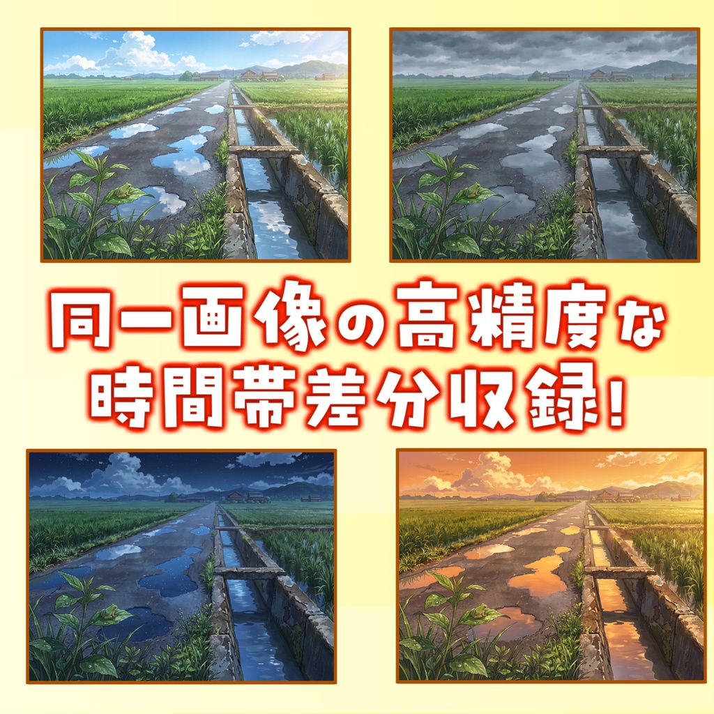 【1週間期間限定配布!】雨上がり田舎道背景イラスト【TRPG背景素材/CoC/ゲーム素材背景イラスト/プレミアム背景】【昼夜夕曇差分】