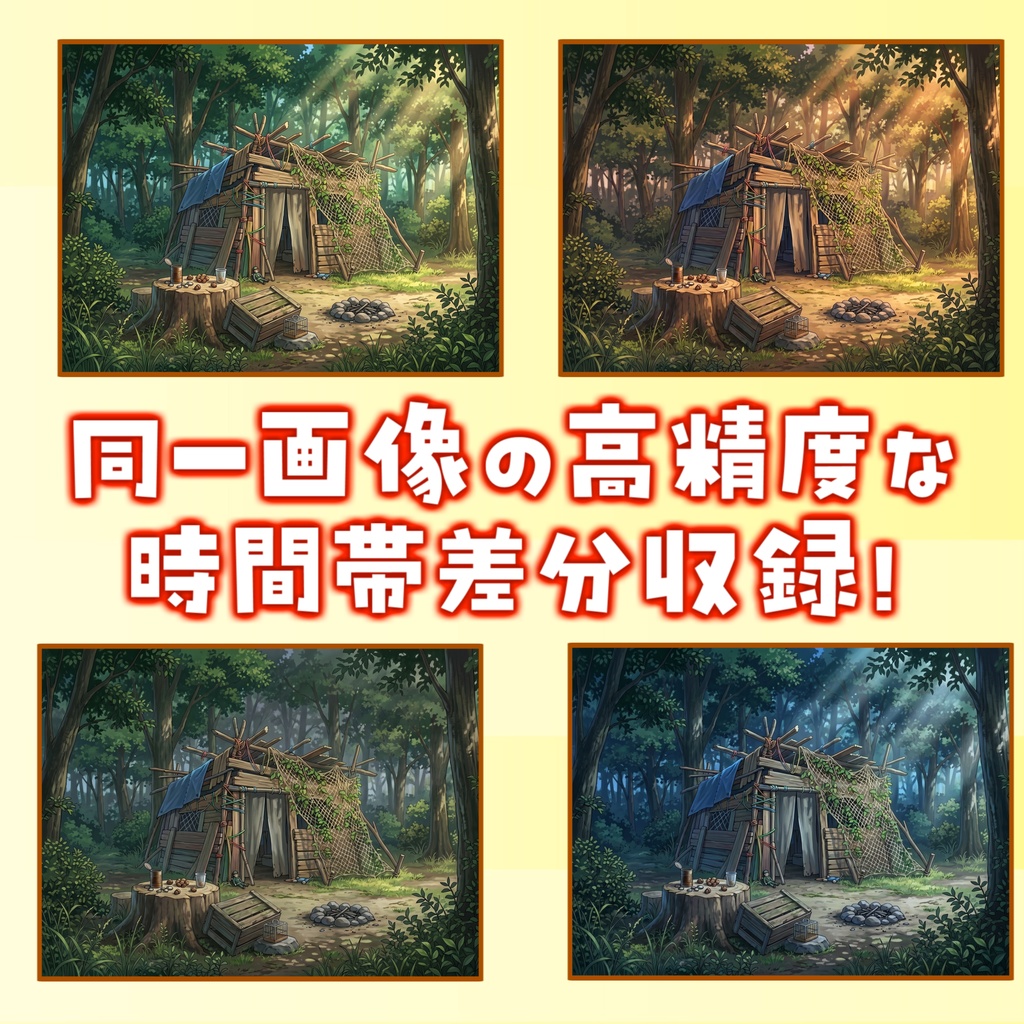 【1週間期間限定配布!】子供の秘密基地背景イラスト【TRPG背景素材/CoC/ゲーム素材背景イラスト/プレミアム背景】【昼夜夕曇差分】