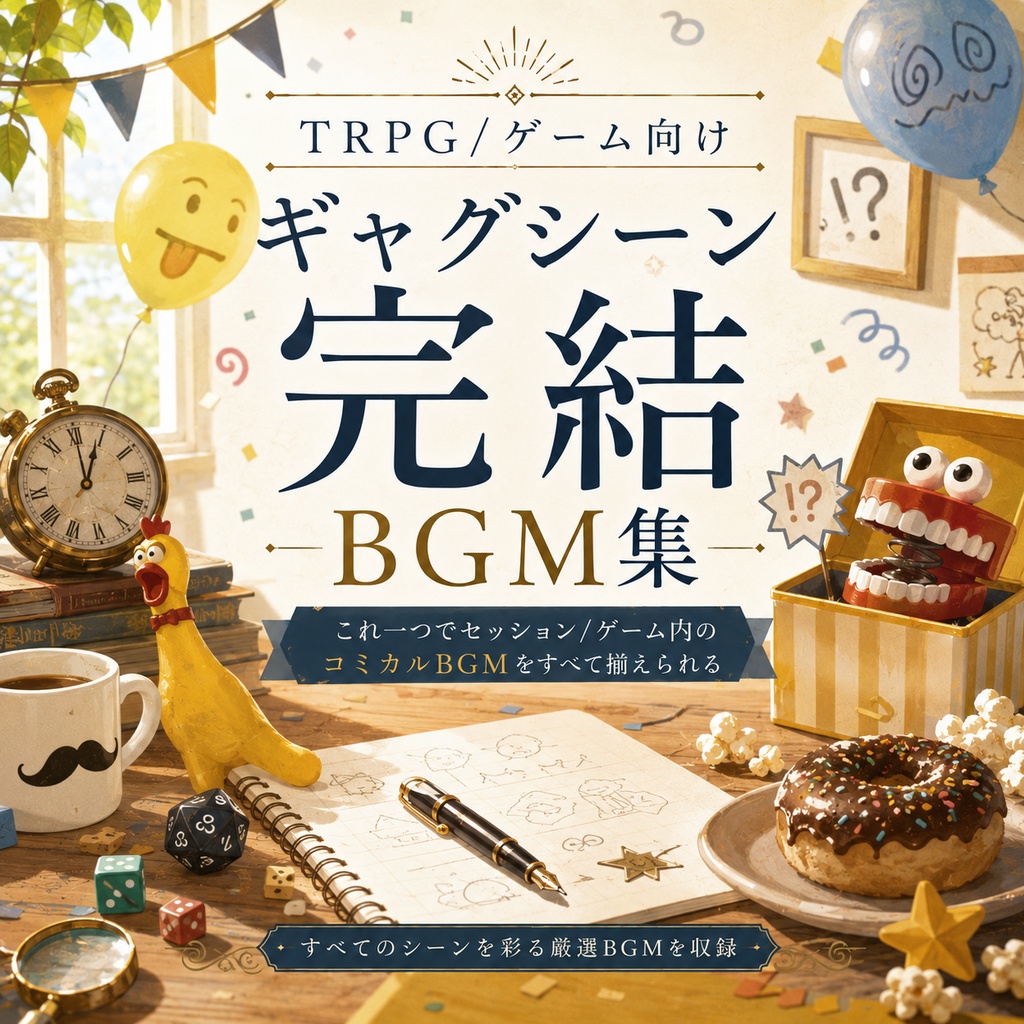 【サマーセール100円!7曲】コミカルギャグシーン──ゲーム・TRPGセッション完結BGM集【TRPG/ゲーム素材/Youtube/TRPG/背景イラスト/ BGM】