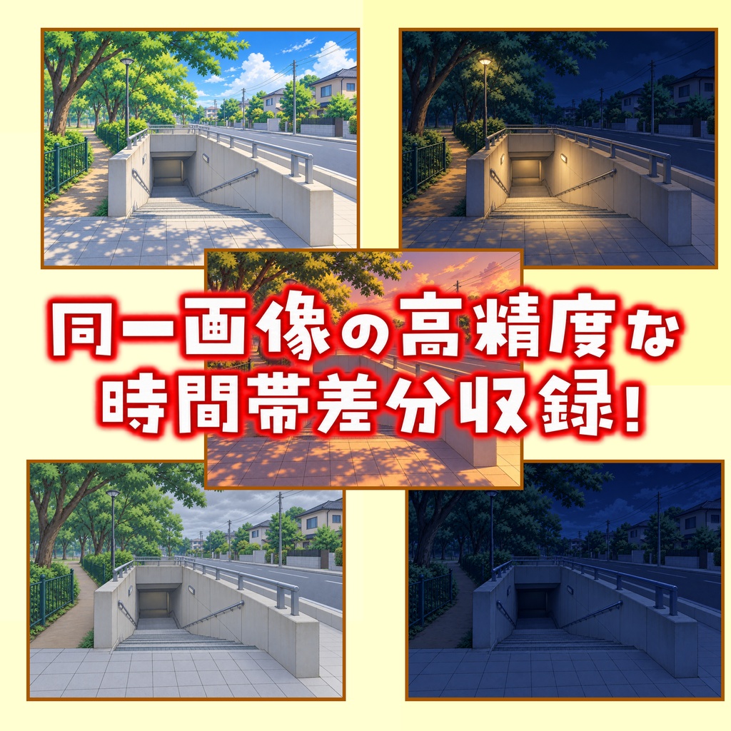 【1週間期間限定配布!】地下道の入口背景イラスト【TRPG背景素材/CoC/ゲーム素材背景イラスト/プレミアム背景】【昼夜夕曇差分】