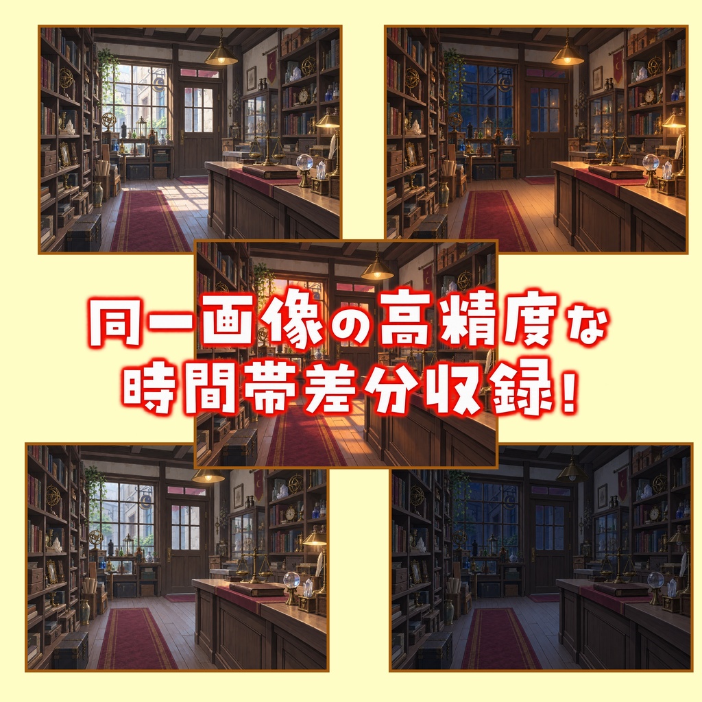 【オータムセール限定配布!】怪しい骨董店背景イラスト【TRPG背景素材/CoC/ゲーム素材背景イラスト/プレミアム背景】【昼夜夕曇・点灯消灯差分】