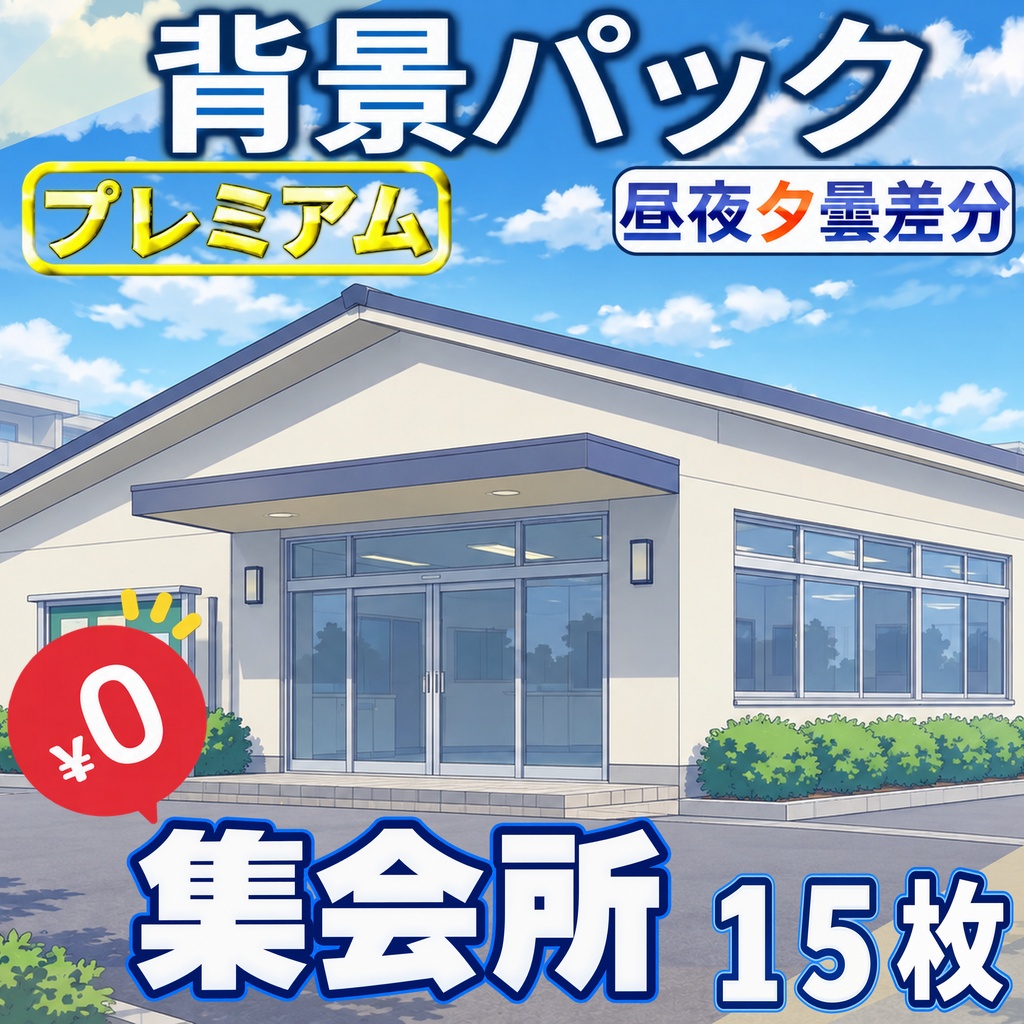 【オータムセール無料！】集会所背景イラスト【TRPG背景素材/CoC/ゲーム素材背景イラスト/プレミアム背景】【昼夜夕曇差分】