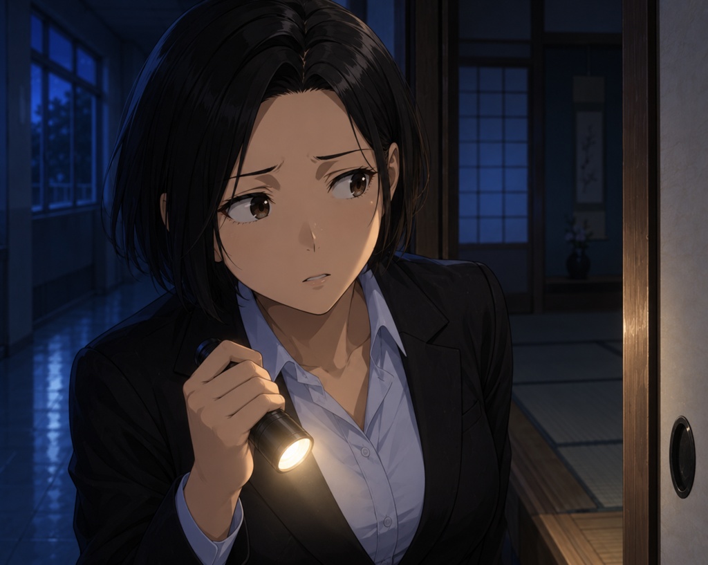 夜の学校で見回り中の国語教師さん さやか編 PNG+PDF 300
