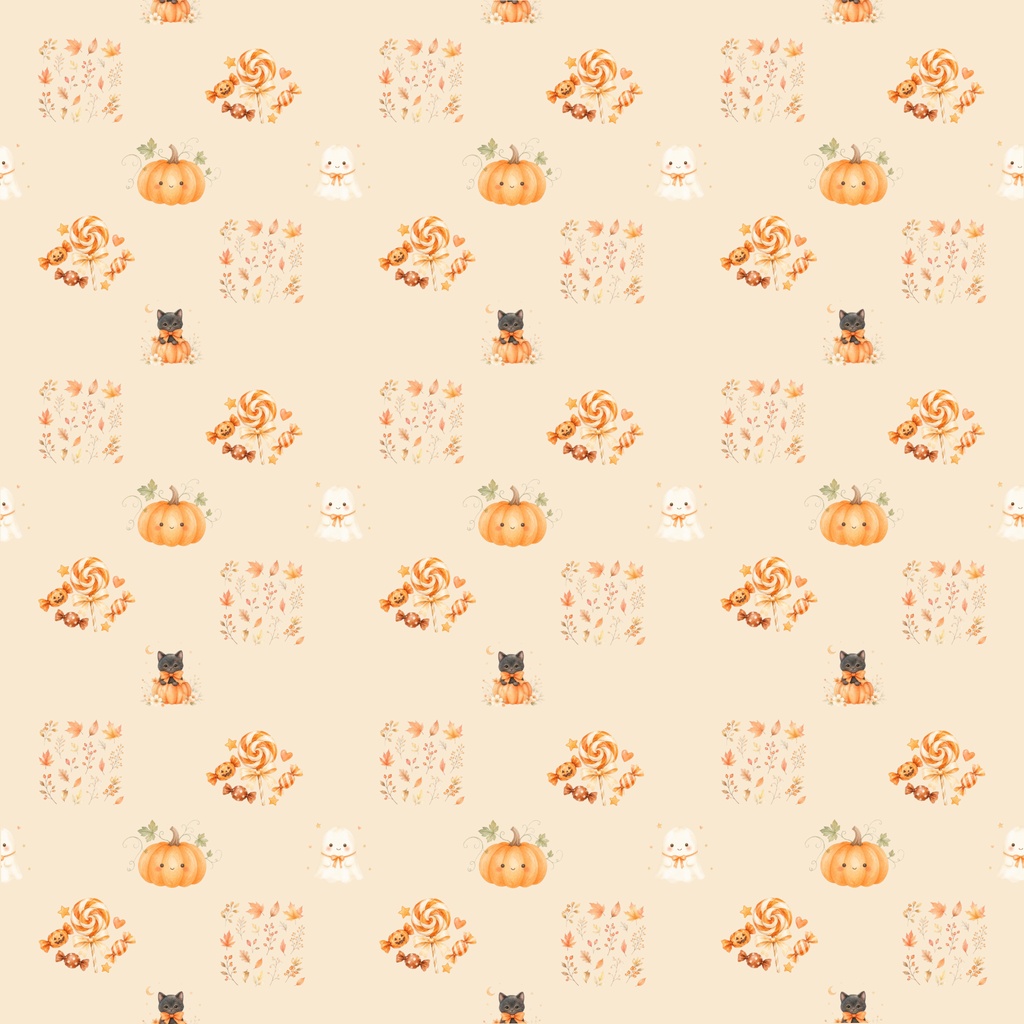 オレンジ色基調ハロウィンデジタルペーパー