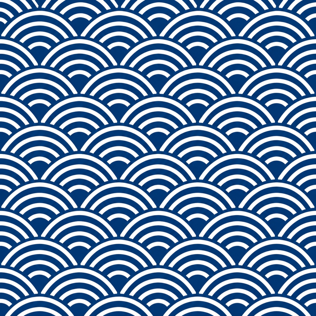 藍色和柄のデジタルペーパー、青海波柄・紗綾形柄・麻の葉の3柄セット_Indigo Japanese-pattern digital paper; a set of three designs: Seigaiha (wave), Sayagata (interlocking fret), and Asanoha (hemp leaf).