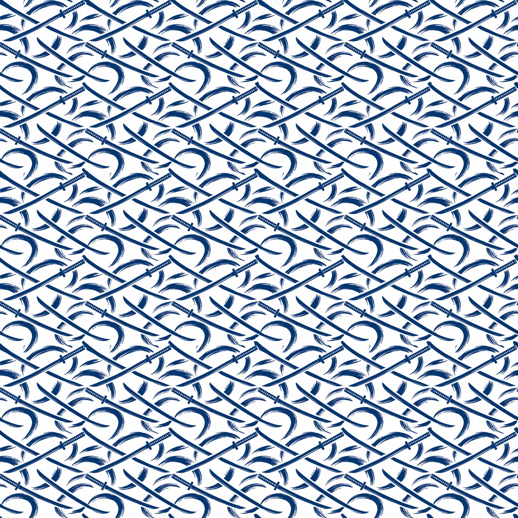 藍色侍シルエット柄のデジタルペーパー3柄セット Set of 3 digital paper designs featuring an indigo samurai silhouette pattern.