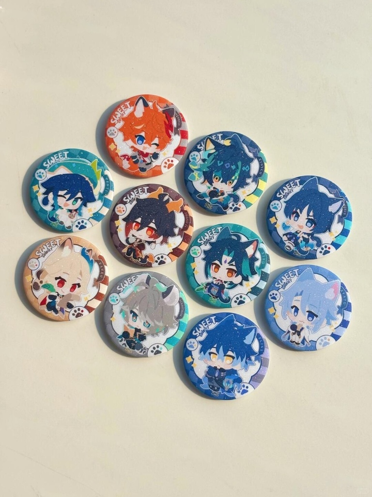 原神1.0　缶バッジ　フリンズ　キィニチ　アルハイゼン　カーヴェ