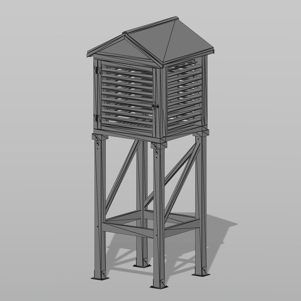 【3D/PBR/3LOD/開閉ギミック付き】百葉箱 Japanese Stevenson Screen(Unity・ゲーム素材)